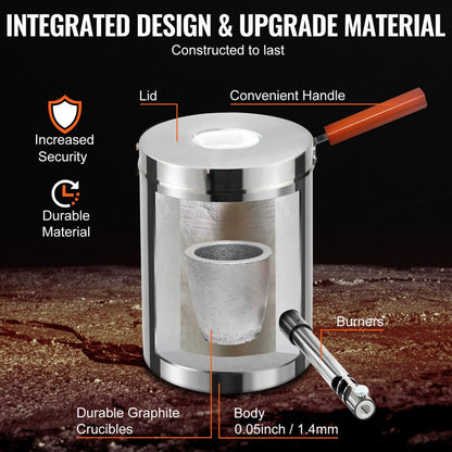 JHRJD06KG01A - 6KG Stainless Steel Propane Melting Furnace Kit, 2700°F Max