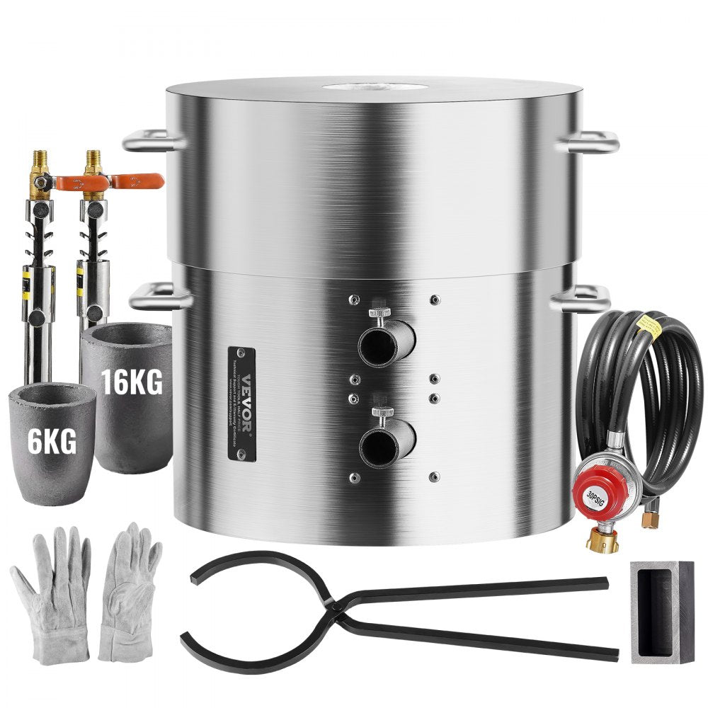 JH16KGA - Durable 16KG Stainless Steel Dual Burner Melting Furnace