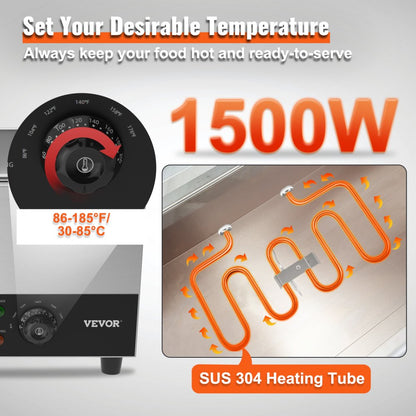 010272323492 - 3-Pan Stainless Steel Food Warmer with 1500W Power