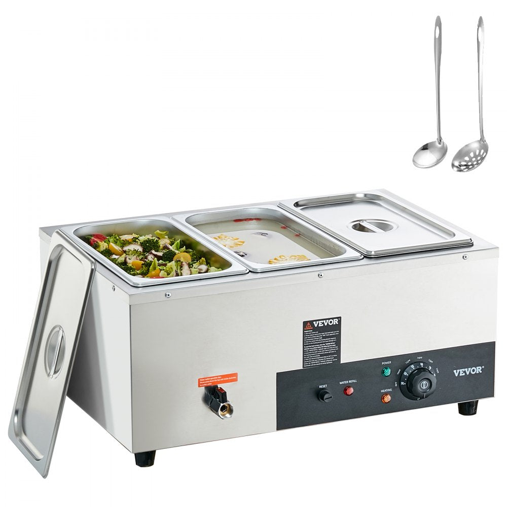 010272323492 - 3-Pan Stainless Steel Food Warmer with 1500W Power