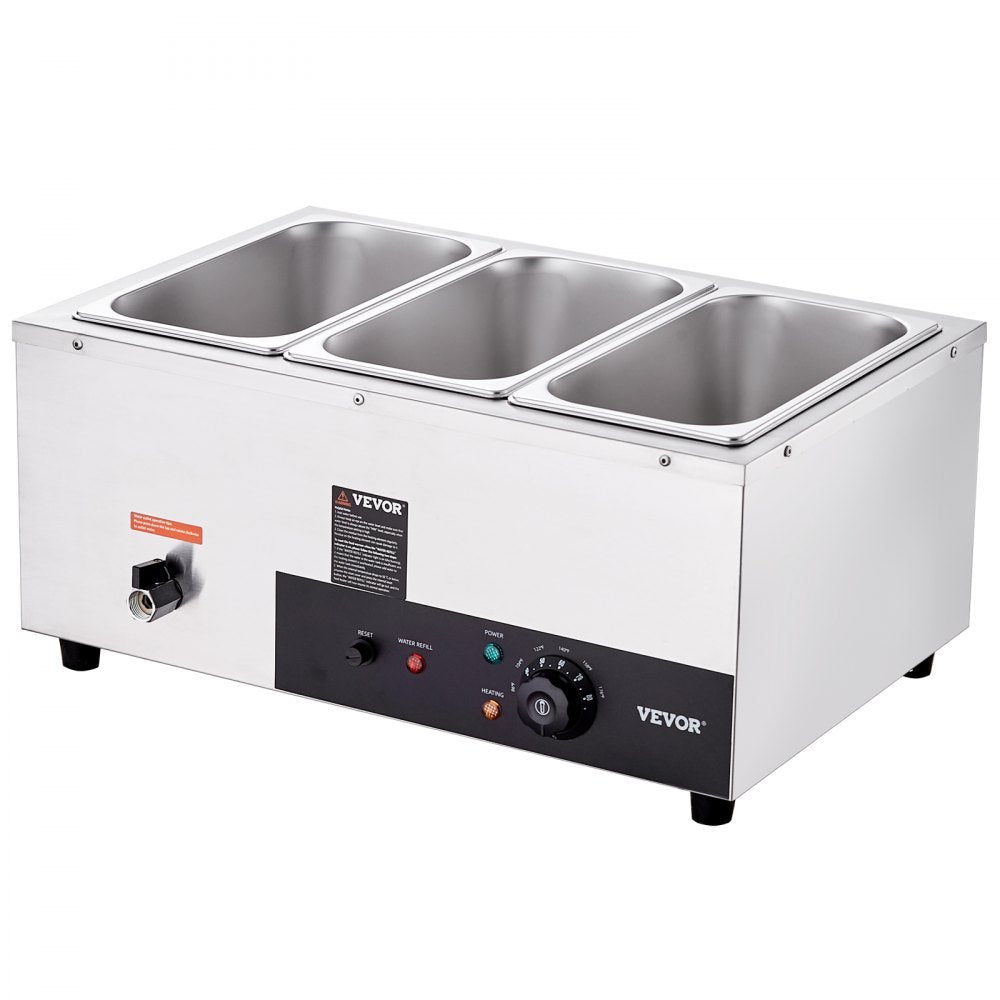 010272323492 - 3-Pan Stainless Steel Food Warmer with 1500W Power