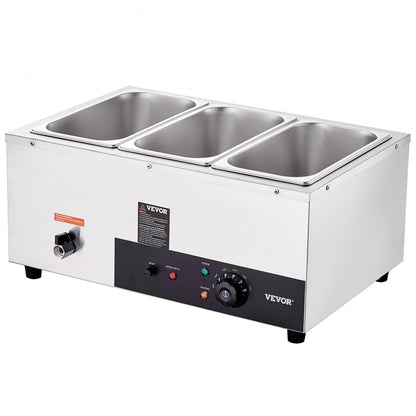 010272323492 - 3-Pan Stainless Steel Food Warmer with 1500W Power