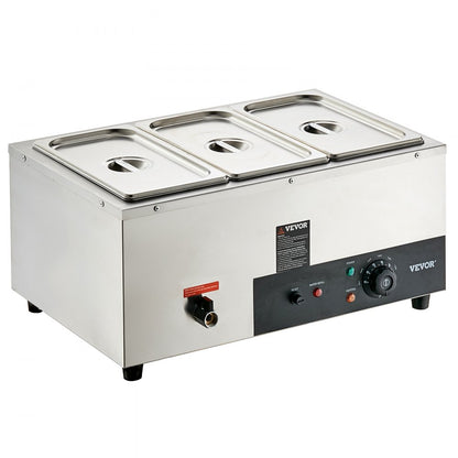 010272323492 - 3-Pan Stainless Steel Food Warmer with 1500W Power