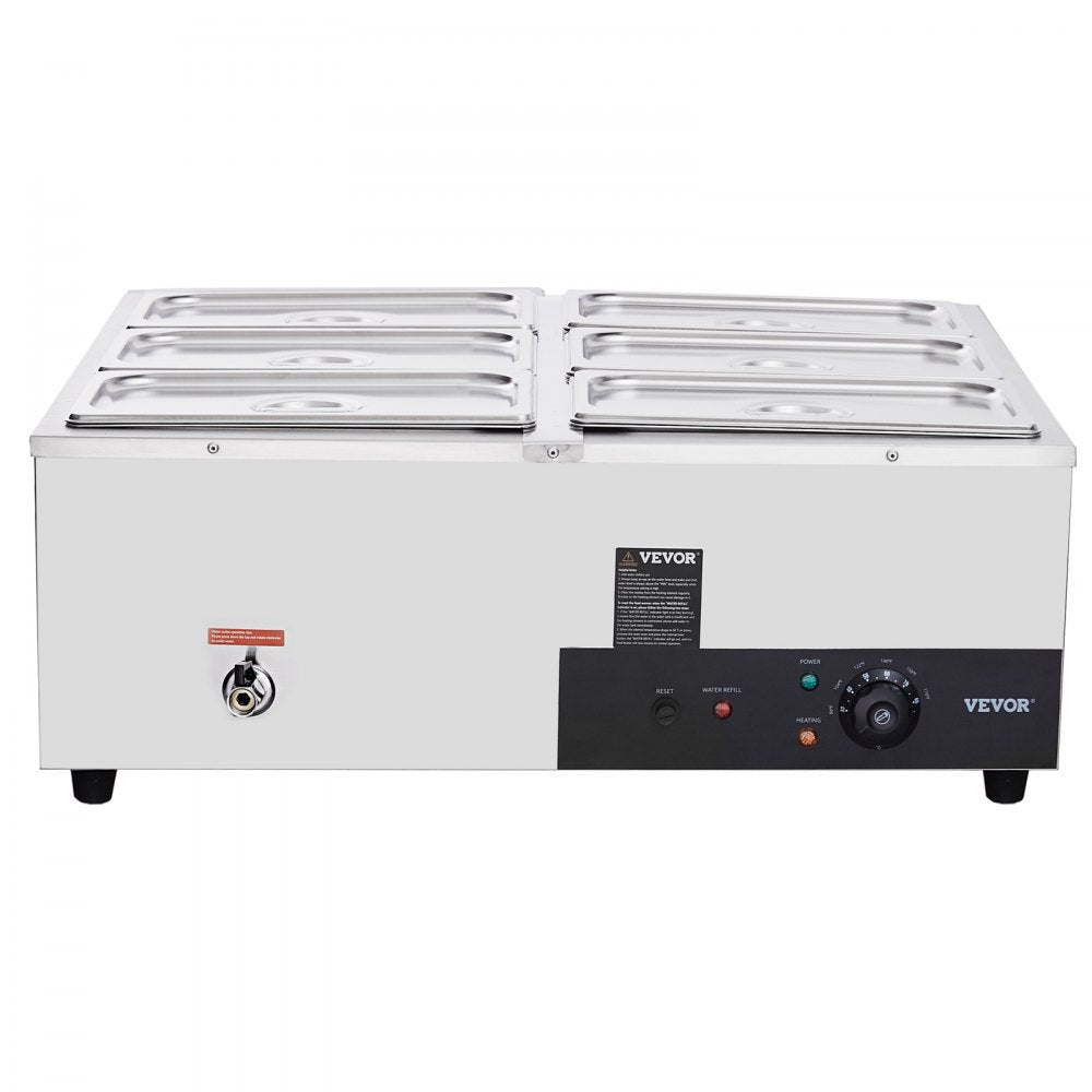010745631952 - 6-Pan Stainless Steel Food Warmer with Adjustable Temperature