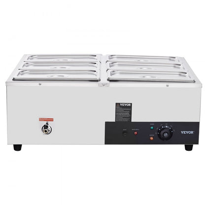 010745631952 - 6-Pan Stainless Steel Food Warmer with Adjustable Temperature