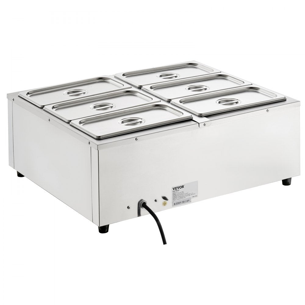 010745631952 - 6-Pan Stainless Steel Food Warmer with Adjustable Temperature