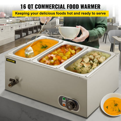 XTC3C - 16Qt Stainless Steel Electric Food Warmer for Buffets and Catering