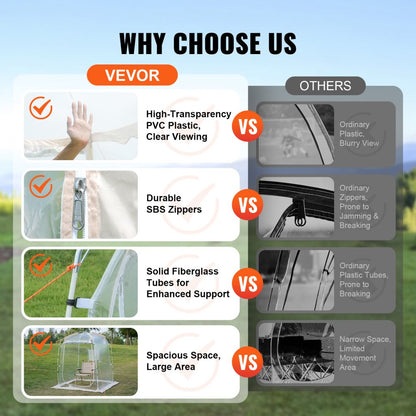 120970 - 50" VEVOR Clear PVC Sports Tent for 1 Person, Waterproof & Portable