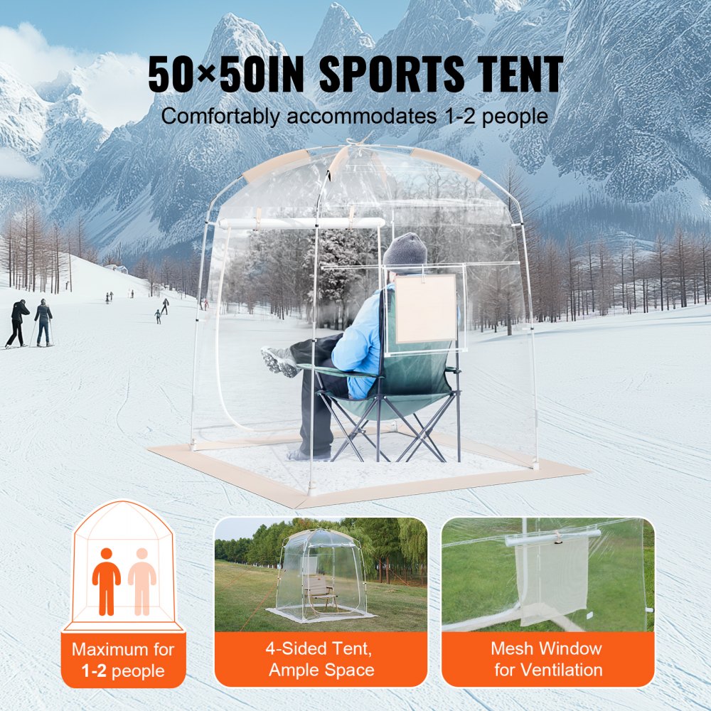 120970 - 50" VEVOR Clear PVC Sports Tent for 1 Person, Waterproof & Portable