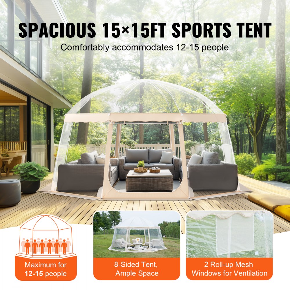120974 - 15x15 ft Waterproof PVC Sports Tent for 12-15 People