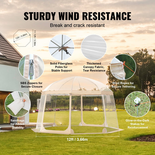 120973 - 12x12ft VEVOR Weatherproof Sports Tent for 8-10 People