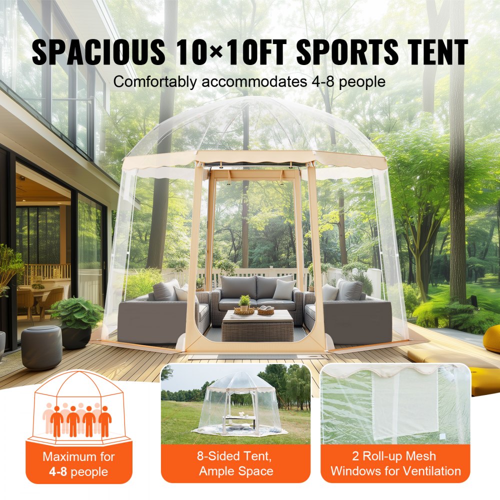 120972 - 10x10 ft VEVOR Pop-Up Sports Tent for 4-8 People