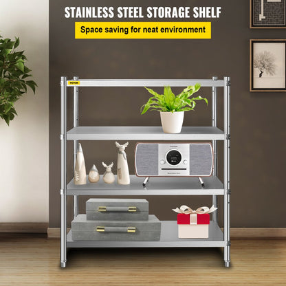 010545702291 - 4-Tier Adjustable Stainless Steel Shelf for Kitchen/Garage Storage