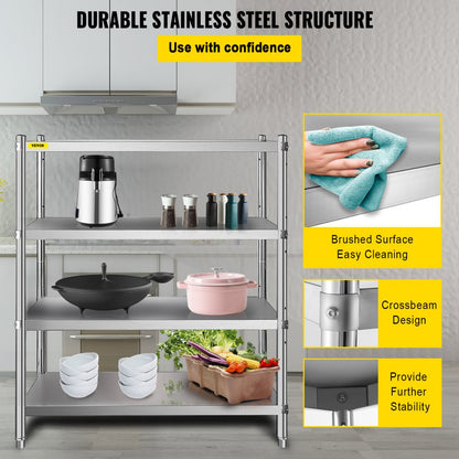 010545702291 - 4-Tier Adjustable Stainless Steel Shelf for Kitchen/Garage Storage