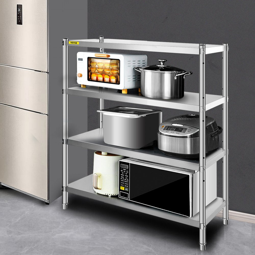 010545702291 - 4-Tier Adjustable Stainless Steel Shelf for Kitchen/Garage Storage