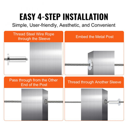 YXHF-W046-1/8"-81 - T316 Stainless Steel Protector Sleeves for Outdoor Railings