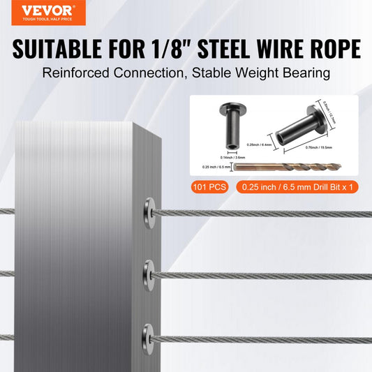 YXHF-W046-1/8"-101 - Durable T316 Stainless Steel Sleeves for 1/8" Railing