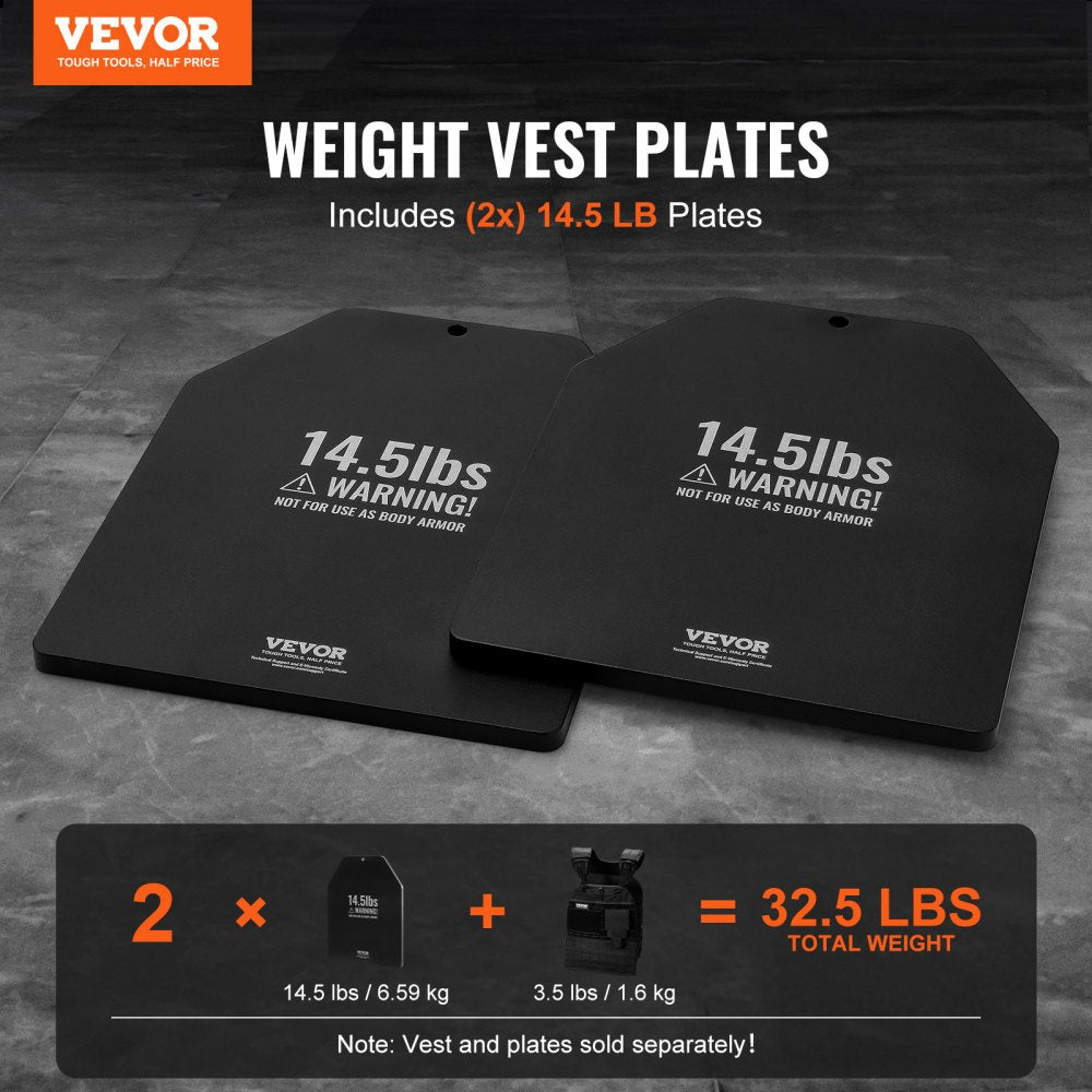 JSPB-14.5LB - Durable 14.5 lb Weight Vest Plates, 12.2x10x0.5 in Secure Fit