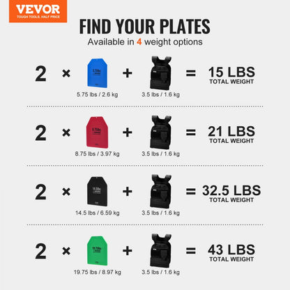 JSPB-5.75LB - Durable 2-Pack 5.75 lb Steel Weight Vest Plates