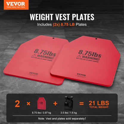 JSPB-8.75LB - Durable 8.75 lb Weight Plates for Vests (Pair)