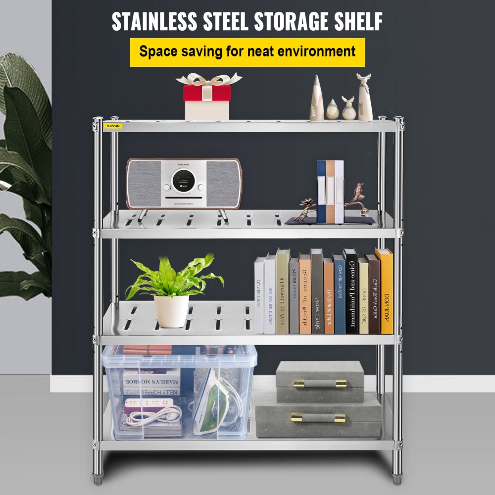 VV-SSPS-4-48 - 4-Tier 47.2" Stainless Steel Shelf with 529 lbs Capacity