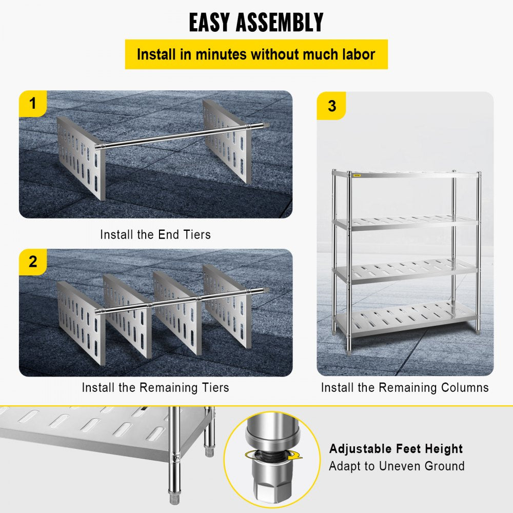 VV-SSPS-4-48 - 4-Tier 47.2" Stainless Steel Shelf with 529 lbs Capacity