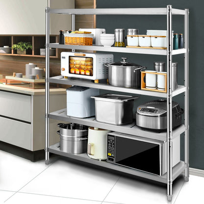 VV-SSPS-5-48 - Durable 5-Tier Stainless Steel Shelf, 47.2" x 17.7" x 70.9"