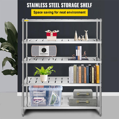 VV-SSPS-5-60 - 5-Tier Stainless Steel Shelf 132 lbs Capacity, Easy Assembly