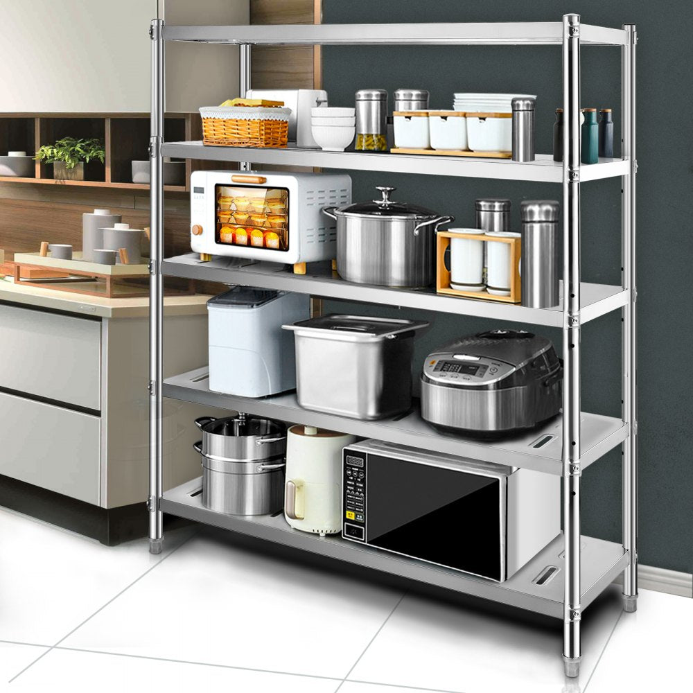 VV-SSPS-5-60 - 5-Tier Stainless Steel Shelf 132 lbs Capacity, Easy Assembly