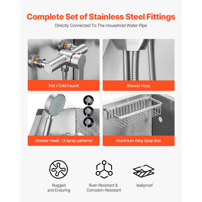 K2E01015 - 34" Stainless Steel Dog Bath Tub with No Leak Design