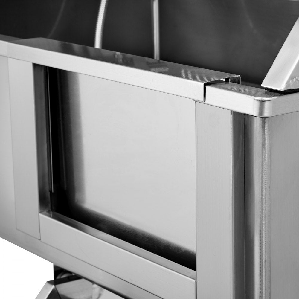 K1E01016 - Professional Stainless Steel Dog Bathing Tub with Ramp, Supports 220 lbs