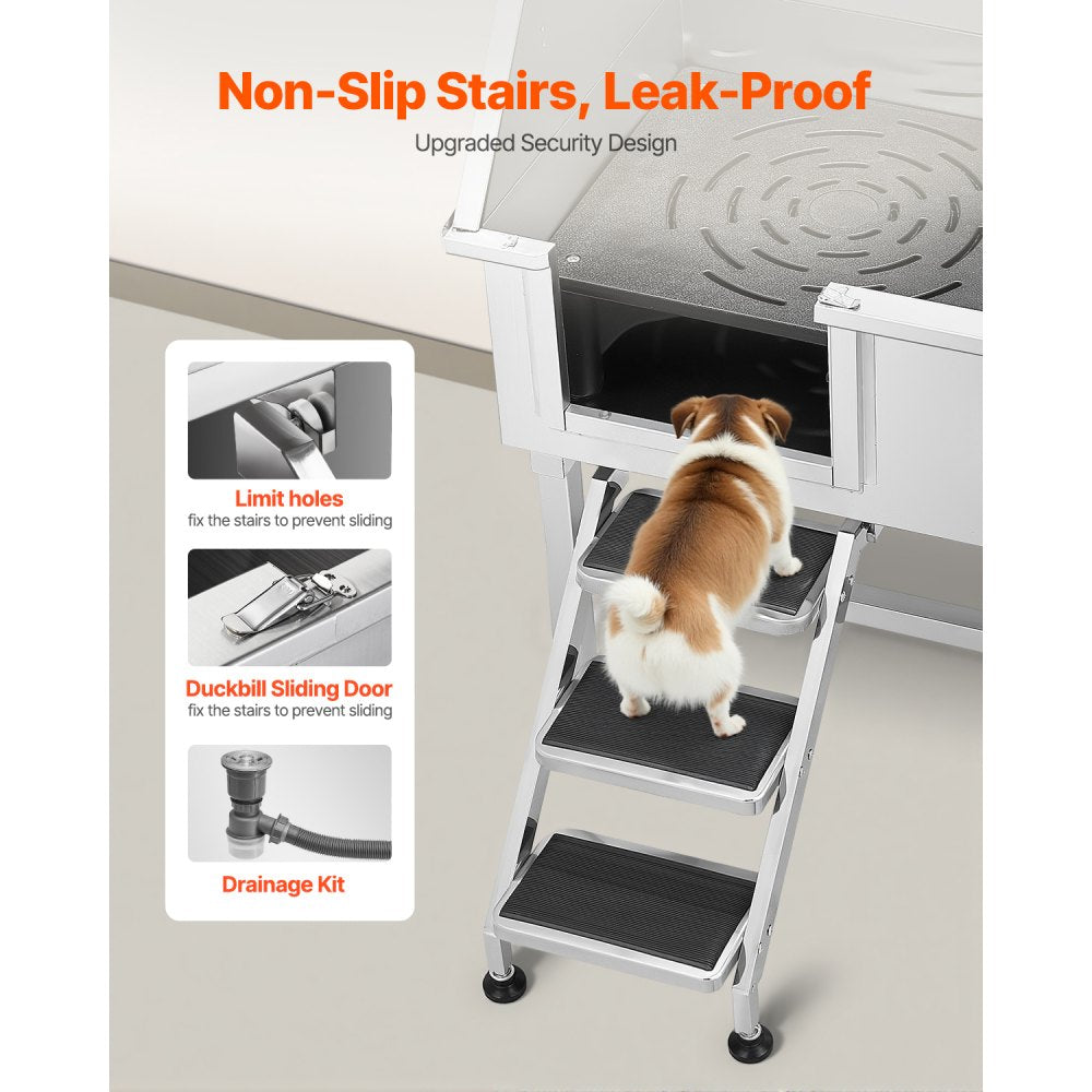 K2E01001 - Stainless Steel Dog Grooming Tub with Seamless Design & Safety Edges