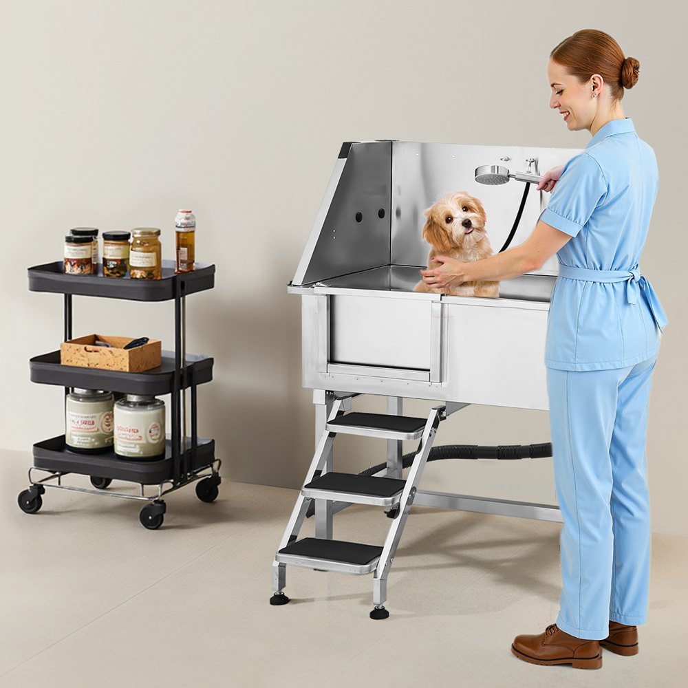 K2E01001 - Stainless Steel Dog Grooming Tub with Seamless Design & Safety Edges