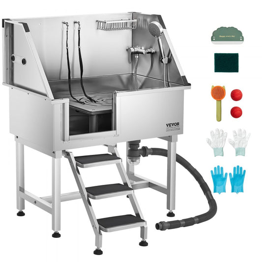 K2E01001 - Stainless Steel Dog Grooming Tub with Seamless Design & Safety Edges