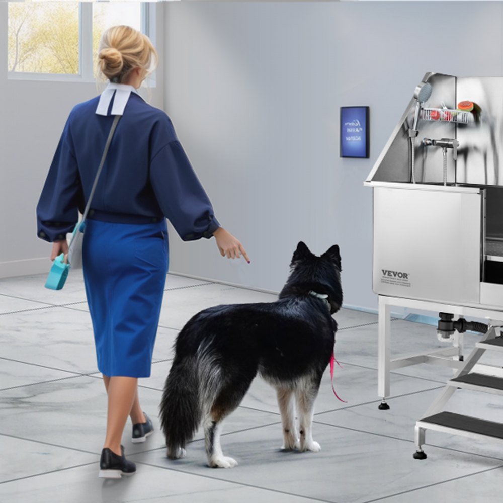K1E01018 - 38" Stainless Steel Dog Grooming Tub for All Sizes