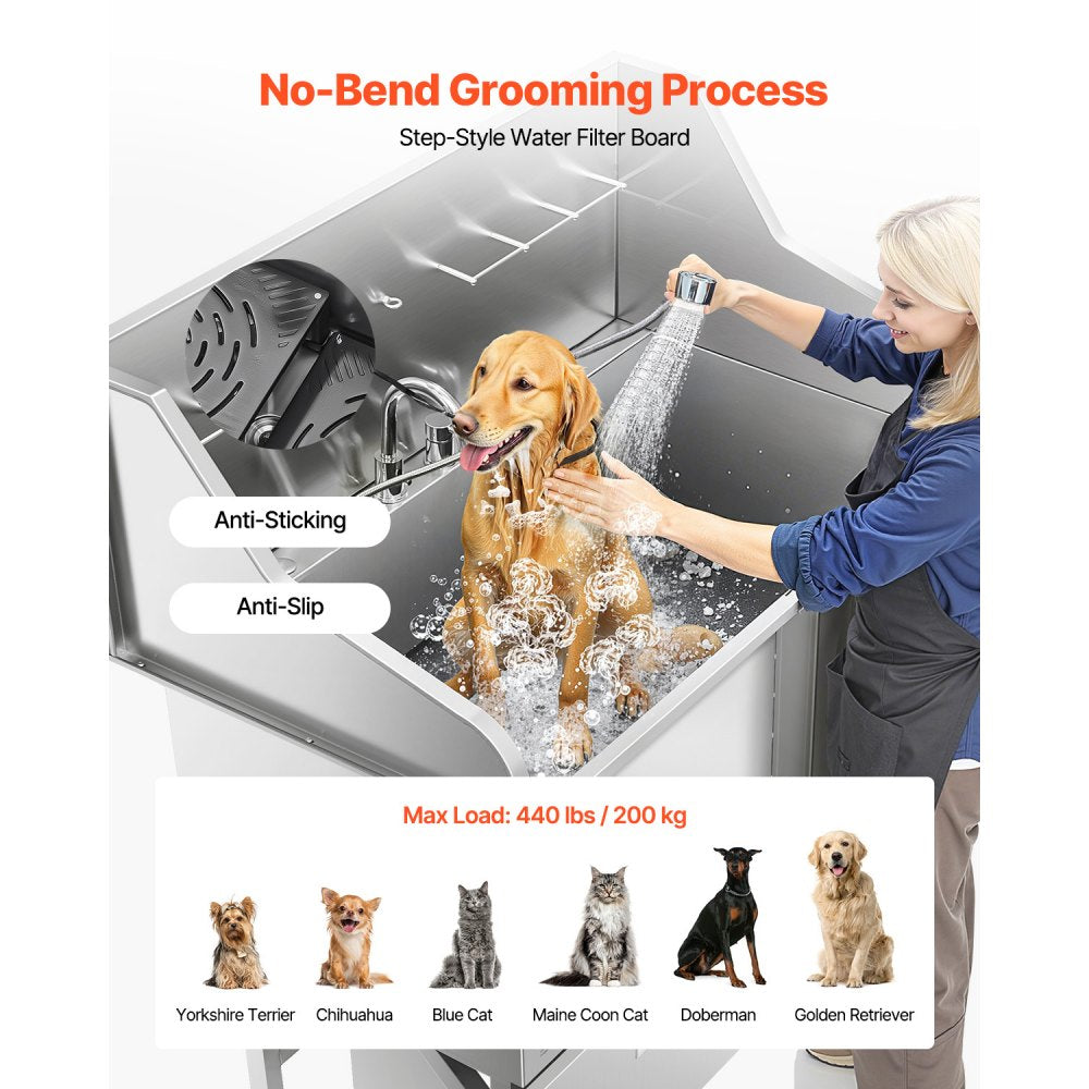 LZX-16R - Stainless Steel Dog Bath Tub with Leak-Proof Design