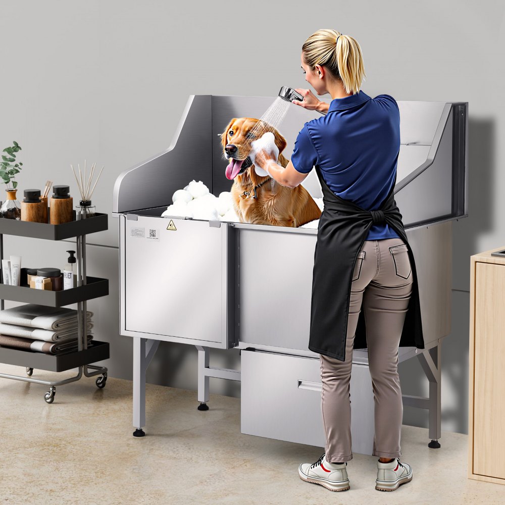 LZX-16L - 50" Stainless Steel Dog Grooming Tub with Ramp and Faucet