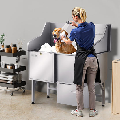 LZX-16L - 50" Stainless Steel Dog Grooming Tub with Ramp and Faucet