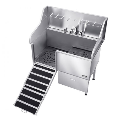 LZX-16L - 50" Stainless Steel Dog Grooming Tub with Ramp and Faucet