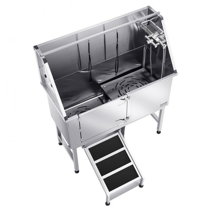 K2E01007 - 50" Stainless Steel Dog Bath Tub with Ramp & Water Filter