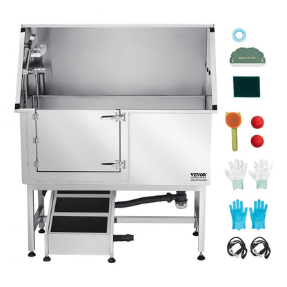 K2E01007 - 50" Stainless Steel Dog Bath Tub with Ramp & Water Filter