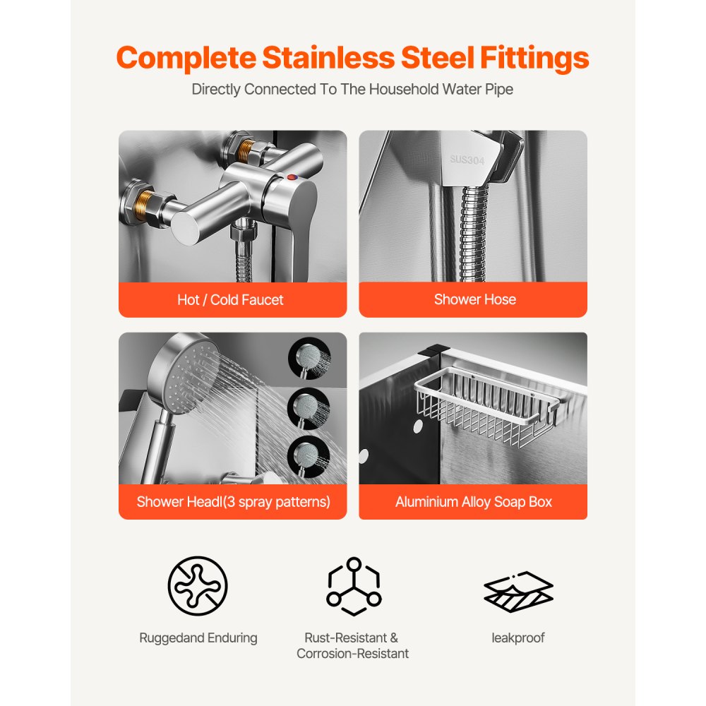 K2E01008 - 50" Stainless Steel Dog Bath Tub with Hot/Cold Faucet