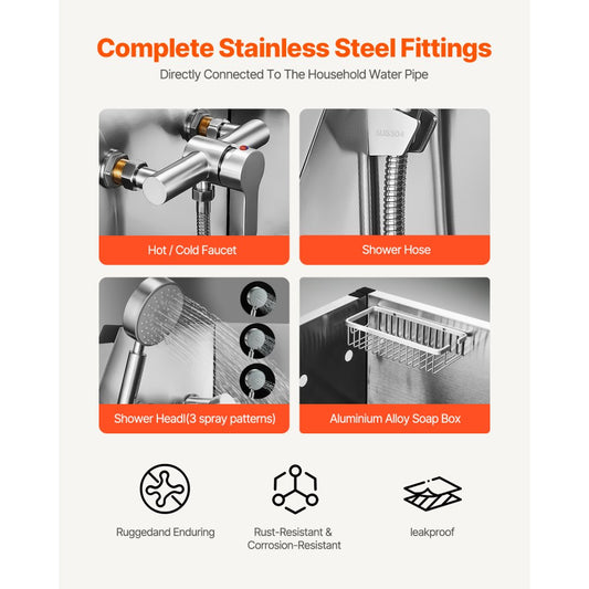 K2E01008 - 50" Stainless Steel Dog Bath Tub with Hot/Cold Faucet