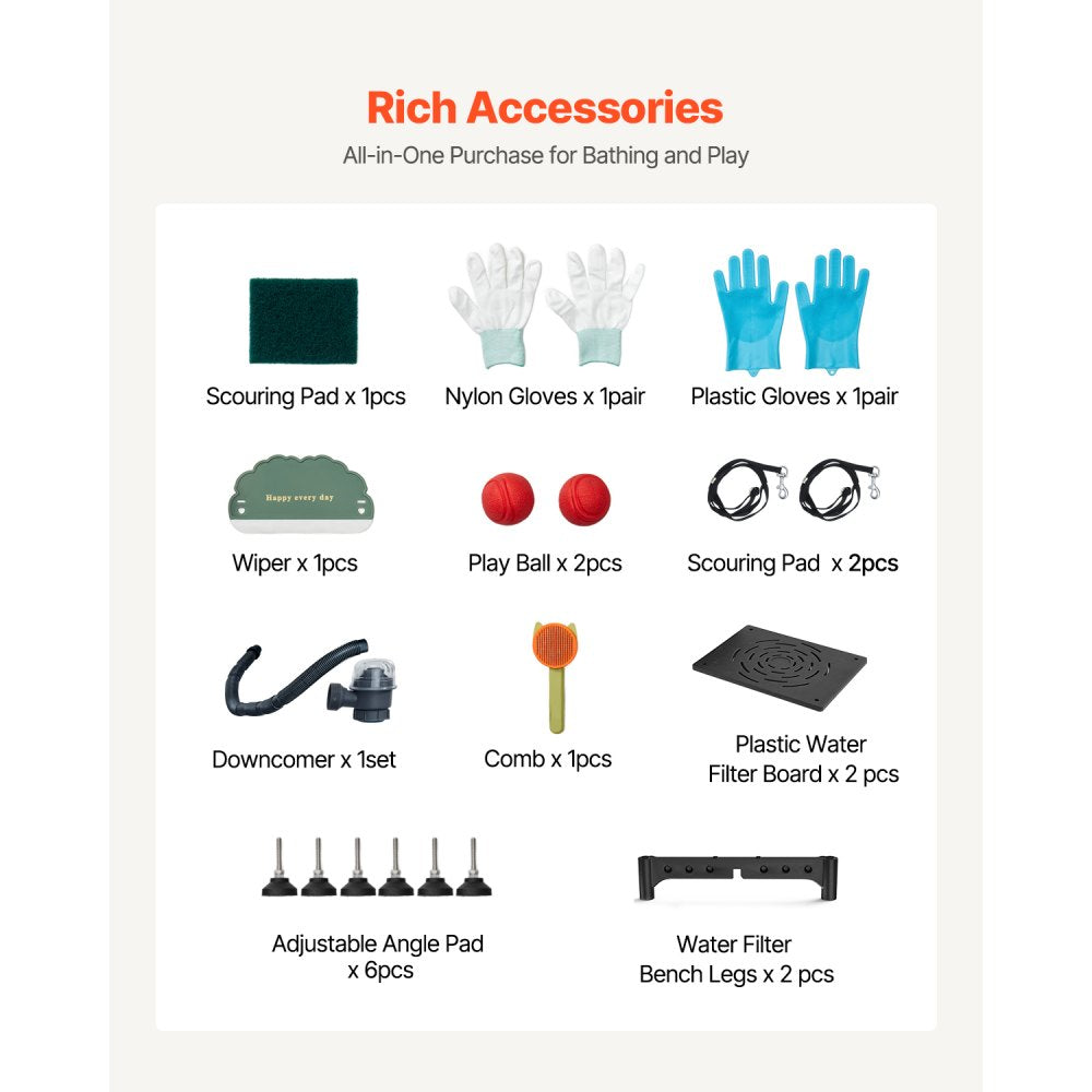 K2E01008 - 50" Stainless Steel Dog Bath Tub with Hot/Cold Faucet