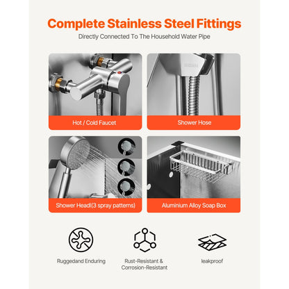 K2E01009 - 50" Stainless Steel Dog Bath Tub with Dual-Control Showerhead