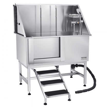 K2E01009 - 50" Stainless Steel Dog Bath Tub with Dual-Control Showerhead