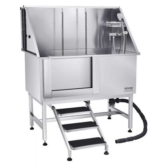 K2E01009 - 50" Stainless Steel Dog Bath Tub with Dual-Control Showerhead