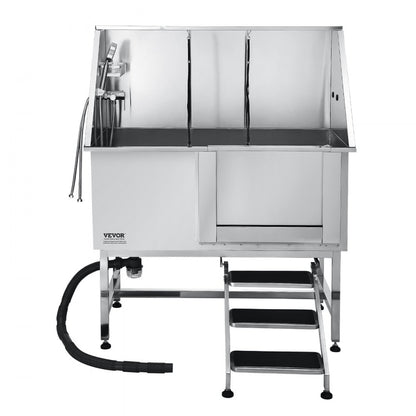 K2E01009 - 50" Stainless Steel Dog Bath Tub with Dual-Control Showerhead