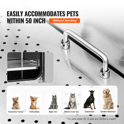 K1E01020 - 50" Stainless Steel Dog Grooming Tub with Ramp & Accessories