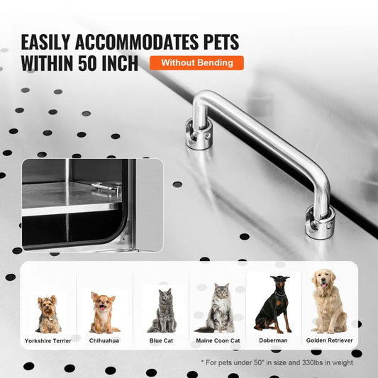 K1E01020 - 50" Stainless Steel Dog Grooming Tub with Ramp & Accessories